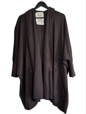 Johnny Was Pete & Greta Oversized Open Hooded Cardigan XS Brown Bohemian Travel